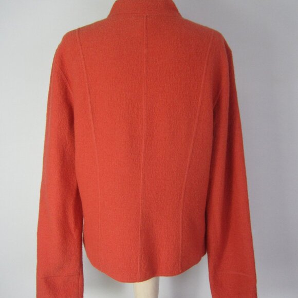 Talbots Women M Terracotta Orange LS Boiled Wool Short Cardigan Sweater Jacket - Picture 3 of 7